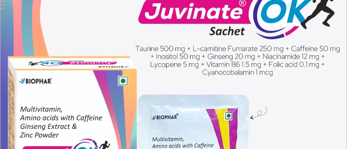 Juvinate Ok Sachet Of 5gm Oral Powder with multivitamins, Ginseng Extract, Amino Acid, Advanced Nutritional Support for Energy & Immunity. Call - 9888871967, biophar.purchase@gmail.com
