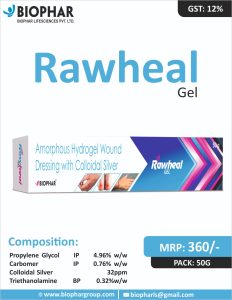 RAWHEAL GEL: Composition: Amorphous Hydrogel Wound Dressing with Colloidal Silver, 50 gm