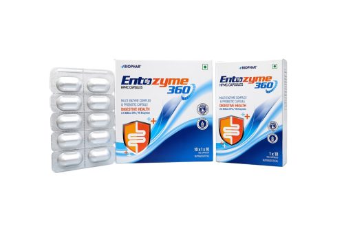 Entozyme 360 Capsules  - Multi Enzyme Complex 300mg + Bacillus Coagulans 2.5 billion CFU