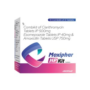 Clarithromycin Tablets IP 500mg + Esomeprazole Tablets IP 40mg + Amoxicillin Tablets USP 750mg