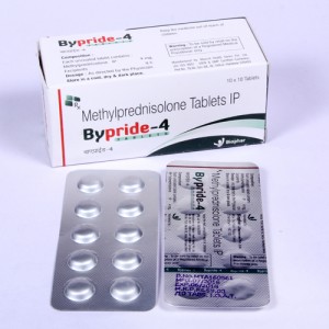 BYPRIDE-4=Methyl Prednisolone  4 mg Tablets I.P. (Tablets) 10x10 Alu-Alu (STEROIDS)