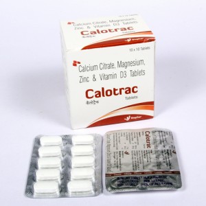 CALOTRAC TAB=Calcium Citrate 1000mg + Vitamin D3 200IU + Zinc 4mg + Magnesium 100mg (Tablets) 10x10 Blister (ANTI-OSTEOPOROTIC)