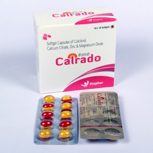 CALRADO = Calcitriol 0.25mcg + Calcium Citrate 425mg + Zinc Sulphate Monohydrate 20mg + Magnesium Oxide 40mg (Softgel Capsules) 10x10 Blister(ANTIOSTEOPOROTICS)