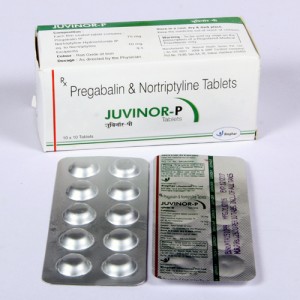 JUVINOR-P = Pregabalin 75mg + nortryptiline10mg (Tablets) 10x10 Alu Alu (NEUROPROTECTIVE)
