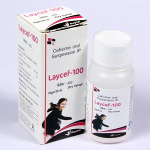 LAYCEF-100= Cefixime 100mg 30 ml Dry Syrup Bottle (anti-biotic)