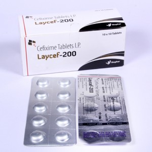 LAYCEF-200 = Cefixime Anhydrous 200mg (Tablets) 10x10 Alu-Alu (ANTI-BIOTIC)