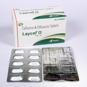 LAYCEF-O = Cefixime 200mg + Ofloxacin 200mg (Tablets) 10x10 Alu-Alu (ANTI-BIOTIC)