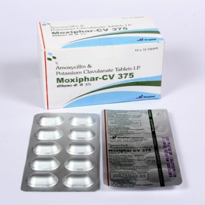 MOXIPHAR-CV 375 = Amoxy 250 mg + Clavulanic acid 125 mg (Tablets) 10x10 Alu-Alu (ANTI-BIOTIC)