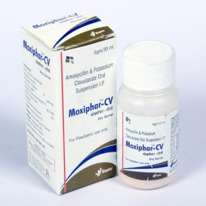 MOXIPHAR-CV =Amoxicillin 200mg + Clavulanate Acid 28.5mg (30 ml Dry Syrup Bottle (Anti Biotic)