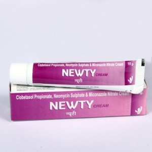 NEWTY=Clobetasol Propionate, Neomycin Sulphate & Miconazloe Nitrate Cream 15 gm Cream Tube (anti-infective)