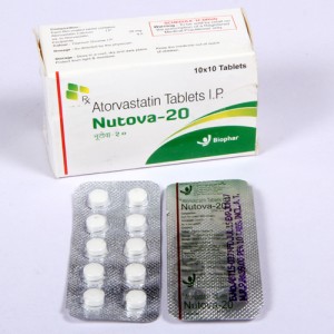 NUTOVA-20 = Atorvastatin I.P. - 20mg (Tablets) 10x10 Blister (CHOLESTEROL LOWERING AGENT)