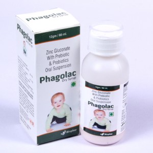 PHAGOLAC=Zinc Gluconate With Prebiotic & Probiotic For Oral Suspension 60 ml Dry Syrup Bottale  (gastro-enterology)