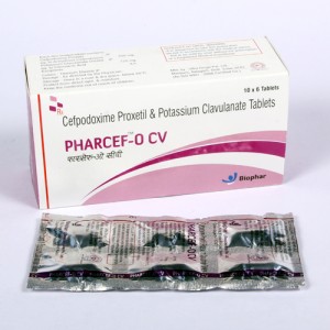 PHARCEF-O CV = Cefpodoxime  200mg + Clavulanic Acid 125mg (Tablets) 10x6 Strip (ANTI-BIOTIC)