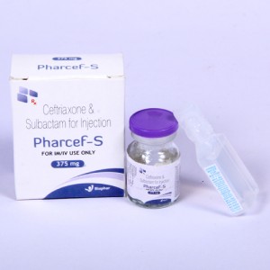 PHARCEF-S 375=Ceftriaxone 250mg + Sulbactam 125mg (1’s with dw) ampoule (anti-biotic)