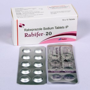 RABIFER-20 = Rabeprazole 20mg  (Tablets) 10x10 Alu-Alu (GASTRO-ENTEROLOGY)