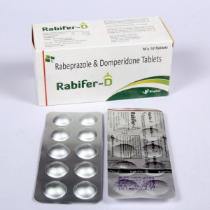 RABIFER-D = Rabeprazole Sodium 20mg + Domperidone 10mg  (Tablets) 10x10 Alu-Alu (GASTRO-ENTEROLOGY)