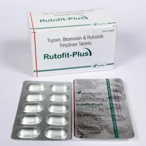 RUTOFIT-PLUS = Trypsin 96 MG + Bromelain 180 Mg + Rutoside 200MG  (Tablets) 10x10 Alu-Alu (ANTI-INFLAMMATORY)