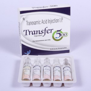 TRANSFER -500 = Tranexamic acid  500 mg injection I.P 500mg 5x5ml WITH TRAY vail  (antifibrinolytic)